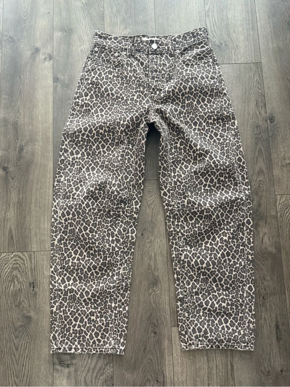 NWT Madewell the Darted Barrel Leg Leopard Cheetah Jeans Ankle Pants 23 24